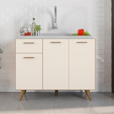 Imagem de Balcão Para Pia 3 Portas 1 Gaveta (sem Tampo) 105cm Olinda - Ssx Multicoisas Freijo Uv-off Acetinado