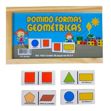 Imagem de Dominó Formas Geométricas em Madeira 28 Peças Ciabrink