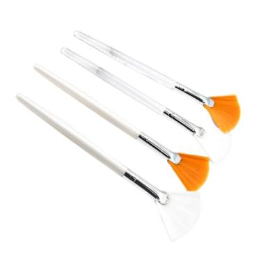 Imagem de 4 Pincéis de Máscara em Forma Leque Ácido Frutíco Ferramentas Profissionais Salão Beleza Hidroterapia Ideais para Aplicação AHA Suave Espalhamento Uniforme Óleos Pele Bases Rotina Cuidados com a Exper