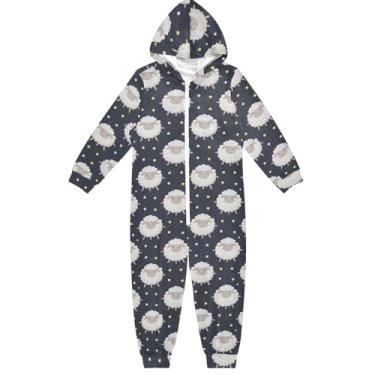 Imagem de Macacão infantil unissex Sheep Stars azul-marinho para crianças, meninas, meninos de 5 a 6 anos, Estrelas de ovelha, azul-marinho, 13-14 Anos