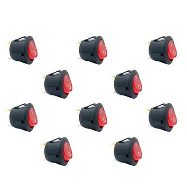 Imagem de Kit 10 Chave Gangorra Redonda Kcd1-106n VM Neon bivolt 3 pin - ATMX