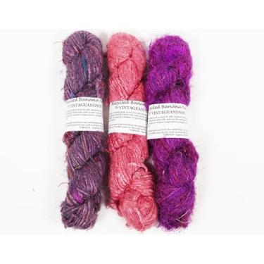 Imagem de Vintageandyou novelo de fio de seda de banana reciclado de 300 g - Pacote com 3 | Fios de fibra de banana de viscose fiada à mão de cor natural para tricô, tecelagem artística e artesanato DIY - Fio