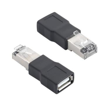 Imagem de Teansic Conversor adaptador RJ45 macho para USB 2.0 fêmea, adaptador USB para RJ45 Ethernet para modem ADSL, roteadores, computadores