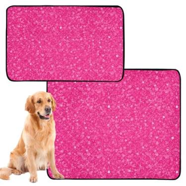 Imagem de Almofada de xixi reutilizável rosa malva para gatos, almofadas de xixi para cães, lavável, impermeável, tapete de gaiola de cachorro, fofo, à prova de vazamento, médio + grande, conjunto de 2