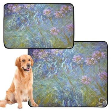 Imagem de TSENQUE Almofada de pintura Claude Monet Agapanthus Wee Wee para animais de estimação, lavável, tapete de urina para cães, à prova d'água, absorvente, pequeno, pacote com 3