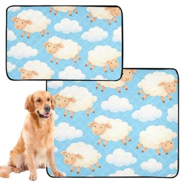 Imagem de Almofadas laváveis para xixi de cachorro fofas de desenho animado de ovelhas azul claro reutilizável almofada de xixi para gatos filhotes absorventes à prova d'água tapete de cercadinho de cachorro