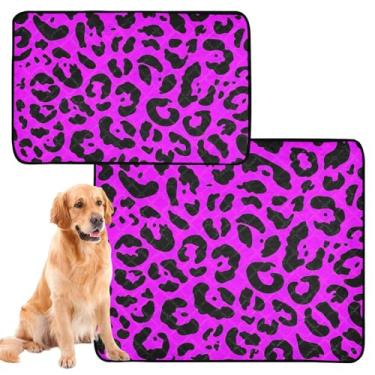 Imagem de Almofada para animais de estimação roxa com estampa de leopardo rosa reutilizável para animais de estimação laváveis para cães tapete de caixa de cachorro fofo à prova d'água absorvente almofada de