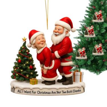 Imagem de Enfeites De Pai Natal Para Árvore De Natal - Decoração em Acrílico 2D | Pendentes Decorativos Natalícios | Para Sala Quarto Escritório Parede Lareira Peitoril Porta Da Frente Jardim