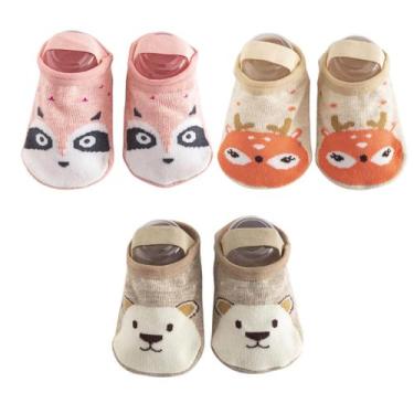 Imagem de Kit 3 Meias Sapatilhas Antiderrapante Pietra Baby Infantil Unissex Alg