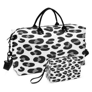 Imagem de CEBUGI Bolsa feminina acolchoada com estampa de leopardo, bolsa de viagem de fim de semana, bolsas hospitalares para trabalho de parto e parto