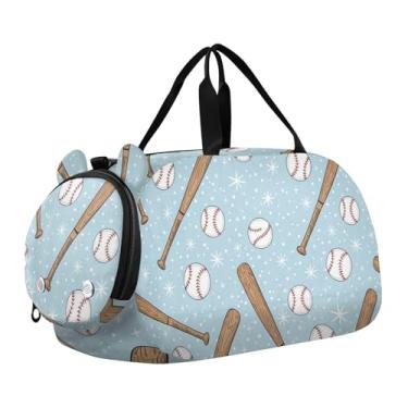 Imagem de CEBUGI Bolsa esportiva para meninas, meninos, taco de beisebol, academia, bolsa com compartimento para sapatos, bolsa de fim de semana