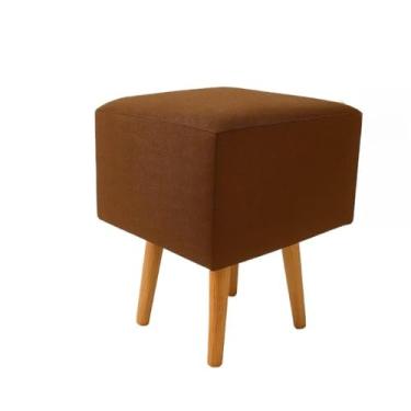 Imagem de Puff Quarto，Banquetas Quadrada Modelo Pé Removível Tecido de Sued Escrivaninha Puff Banquinho(Pé Rustico Caramelo)