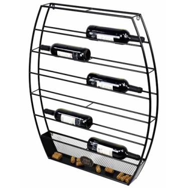 Imagem de Adega decorativa, suporte de garrafas de vinho com porta-rolhas em formato de barril