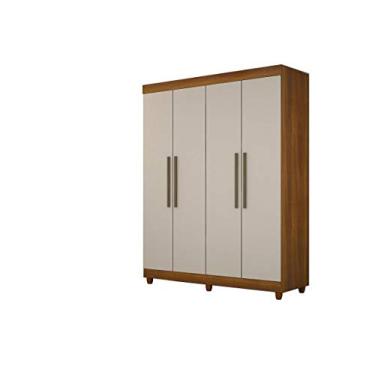 Imagem de Roupeiro Bergamo Plus 4 Portas Nogal & Off Sallêto Móveis