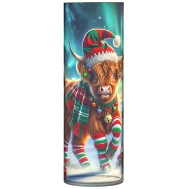 Imagem de Vasos cilíndricos decoração de casa vaca highland natal aurora grande vaso de flores bonito personalizado exclusivo floral decoração estética, 30 cm x 9,9 cm