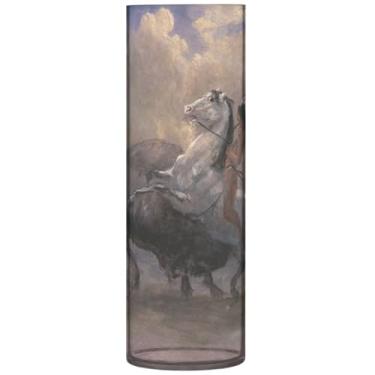 Imagem de Albert Bierstadt Sketch Last Buffalo Vaso de plástico grande, vasos de flores cilíndricos fofos para centros de mesa, decoração floral de outono para quarto, 30 cm x 9,9 cm