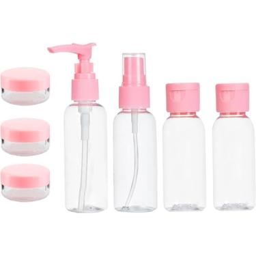 Imagem de SNS SECRET NAILS SYSTEM Conjunto de 7 garrafas de viagem para artigos de higiene | Mini recipientes cosméticos recarregáveis, à prova de vazamento, kit aprovado para xampu, loção e cuidados pessoais