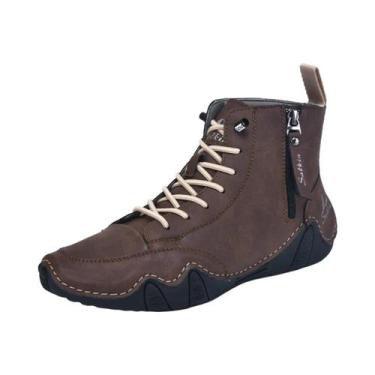 Imagem de Botas Casuais Masculinas De Couro 2025 Feitas À Mão Confortáveis Respi