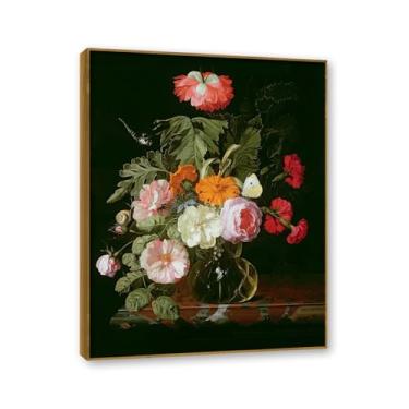 Imagem de Moldura de teca. Arte de parede em tela de especiarias coloridas e colher de tempero | Decoração de cozinha vintage | Arte moderna para casa e sala de jantar. B72. 60 x 80 cm - 23,7 x 31,5 pol