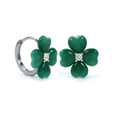 Imagem de Brinco feminino do dia de São Patrício, trevo verde, brinco de trevo, argola, joias irlandesas, acessórios para camisa do dia de São Patrício, Medium, Zinco, Sem pedra preciosa