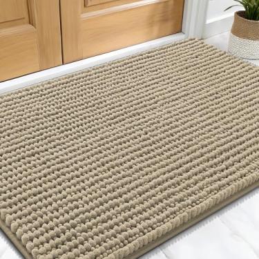 Imagem de OLANLY Tapete de porta de cachorro para patas enlameadas 139 x 99 cm, capacho de lama de chenille ultra absorvente, antiderrapante, lavável e com armadilha de sujeira para entrada interna, tapetes de