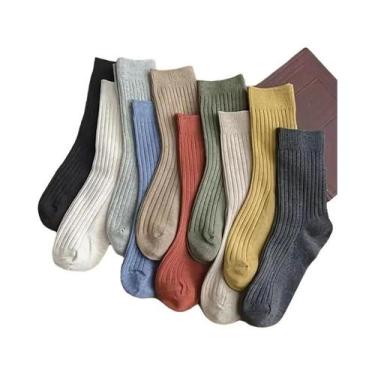 Imagem de Meias De Cano Médio Listradas Em Cores Vibrantes, 510 Pares, Macias, R
