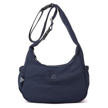 Imagem de Bolsa transversal grande feminina de tecido nylon casual bolsa de viagem moderna moda Hobo bolsa de ombro feminina bolsa de viagem, 01 Azul escuro, Medium, Bolsa tiracolo