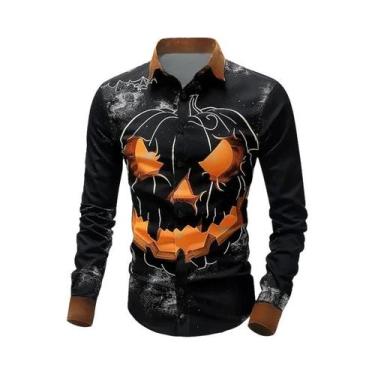 Imagem de Camisa Masculina Amarela De Manga Longa Com Botões Para Festa De Hallo