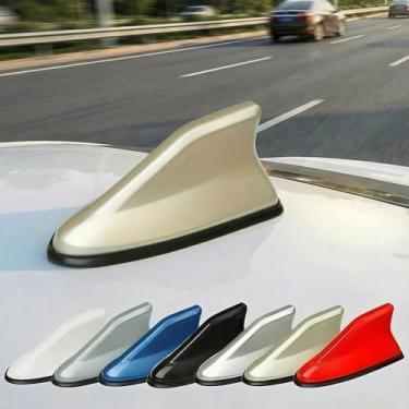 Imagem de Capa de antena de barbatana de tubarão - antena universal ABS para carro de tubarão com fita adesiva, acessório de decoração externa de veículo à prova d'água para recepção e estilo aprimorados de