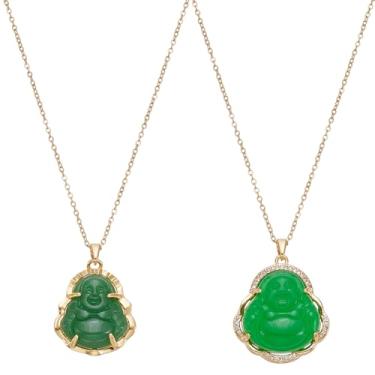 Imagem de UNICRAFTALE 2 peças, 2 estilos, colar com pingente de buda rindo, contas de buda, buda, corrente de contas de cristal guanyin, corrente de corda com pedras preciosas, amuleto da sorte, presente para