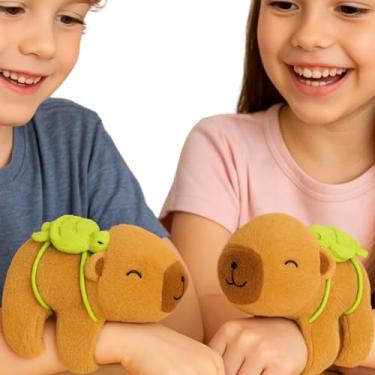 Imagem de capivara de pelucia bracelete com calda giratória - mochila tartaruga verde antialergica presente criativo kit 2 unidades