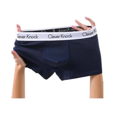 Imagem de Cuecas Boxer Masculinas Sexy De Algodão, Cor Sólida, Cuecas Masculinas
