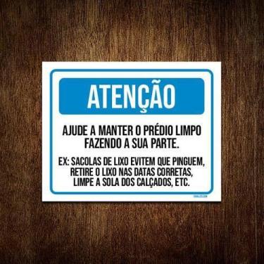 Imagem de Kit 5 Placas Atenção Ajude Manter Prédio Limpo - Sinalizo.Com