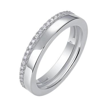 Imagem de Anel Feminino De Prata Esterlina 925 Com Moissanite Joia Elegante Bril