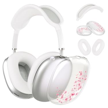 Imagem de Idocolors Capa de fone de ouvido para AirPods Max, capas femininas fofas e transparentes, capa de silicone para fones de ouvido para Apple AirPods Max (2024/2020), Sakura
