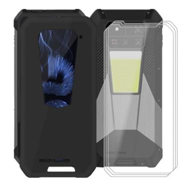 Imagem de KJYFOANI Capa para Unihertz 8849 Tank 4 Pro (6,7 polegadas), com [3 películas protetoras de tela de vidro temperado], capa preta de silicone macio à prova de choque para - preta