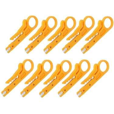 Imagem de Generic Mini Alicate Descascador de Fios Ferramenta para Eletricista, Crimpador Manual de 10 Unidades para Linhas de Dados CAT-5/CAT-5e/-6, ABS Amarelo + Aço Inoxidável 9 Cm, para Eletricistas