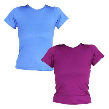 Imagem de Kit 2 Blusas Femininas Manga Curta Ribana - Click Mais Bonita , Violet