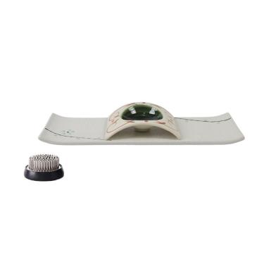 Imagem de Pires de plantas Prato minimalista chinês para arranjos florais com kenzan, ideal para mesa de escritório em casa