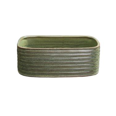 Imagem de Pires de plantas Pires de arranjo floral mesa bandeja cerâmica simples retrô com design linhas