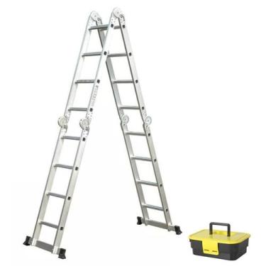 Imagem de Escada De Alumínio 4x4 16 Degraus 4,32 mts + Handy Box - Garden Life, 