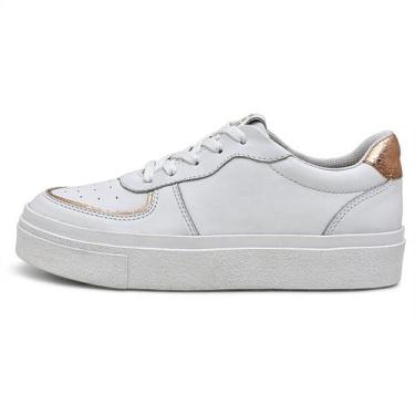 Imagem de Tênis Feminino Gabi Branco Ouro Couro DIfranca - 015, 39