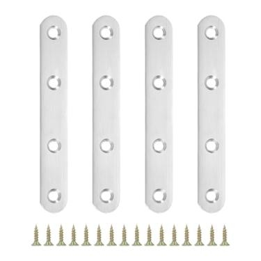 Imagem de Suportes de canto de aço inoxidável 13 x 2 cm, 4 peças de suporte de ângulo reto em L com parafusos para prateleiras, prata