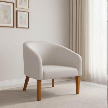 Imagem de Poltrona Sala Decorativa Stella Pé Madeira Trapézio Castanho Veludo D0