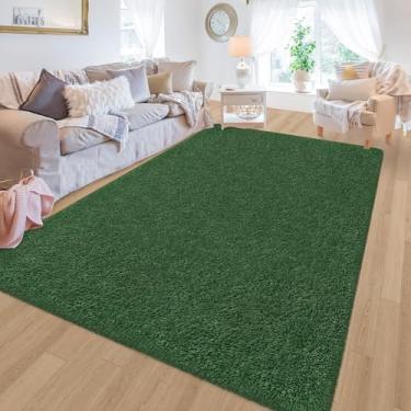 Imagem de ZJYeRug Tapete felpudo fofo de 1,5 x 2,4 m para quarto de menina, ultramacio, grosso e verde profundo para sala de estar, tapetes felpudos, felpudo, para dormitório, berçário, decoração de casa