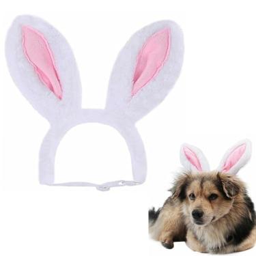 Imagem de Orelhas de coelhinho fofas Páscoa rosa coelho chapéu e gravata borboleta Hallooween roupas de Natal para gatos cães (grande)