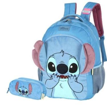 Imagem de Mochila Stitch de Costas + Estojo Triplo Amplo-Unissex
