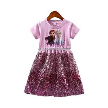 Imagem de Vestido Casual De Verão Da Menina Frozen Elsa Com Estampa De Princesa 