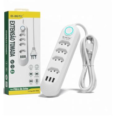 Imagem de Extensão Tomada com 4 Tomadas + 3 USB | Filtro de Linha Protetor Contra Surtos e Raios | Cabo 2 Metros (2M) | Régua de Energia com Proteção para Computador, TV e Eletrônicos POTENCIA 2500W PREMIUM