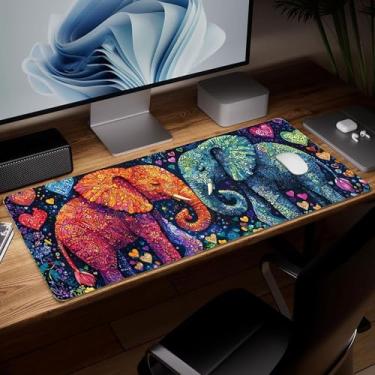 Imagem de Tapete de mesa de couro animal, mouse pad de arte colorida grande teclado de computador para jogos mousepad à prova d'água protetor de mesa e capa, tapete de mouse decorativo de couro PU para laptop